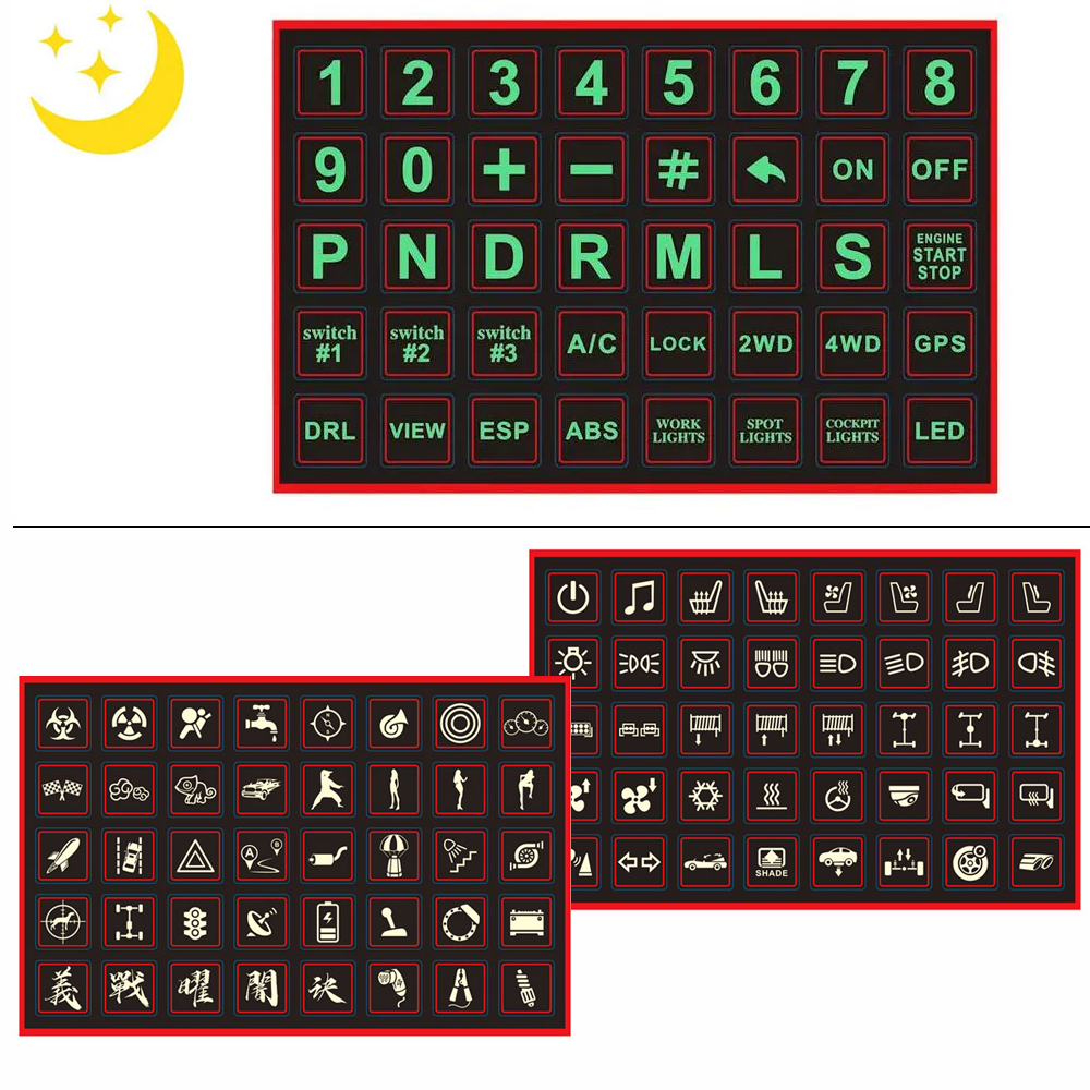 Interior Design Mood Board - Luminous Car Stickers Instrument Button Sticker