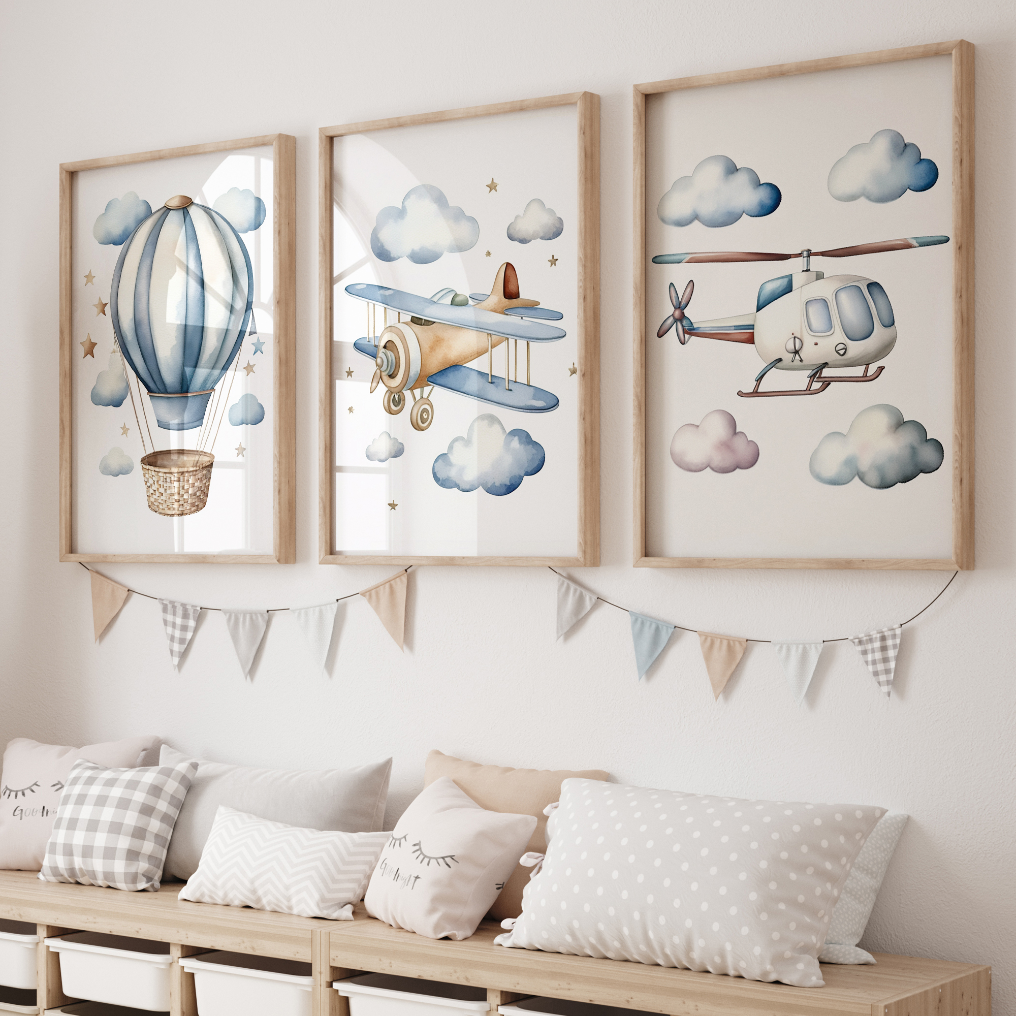 Cartoon Children Airplane Heli - Interior Design Room reseña y precio