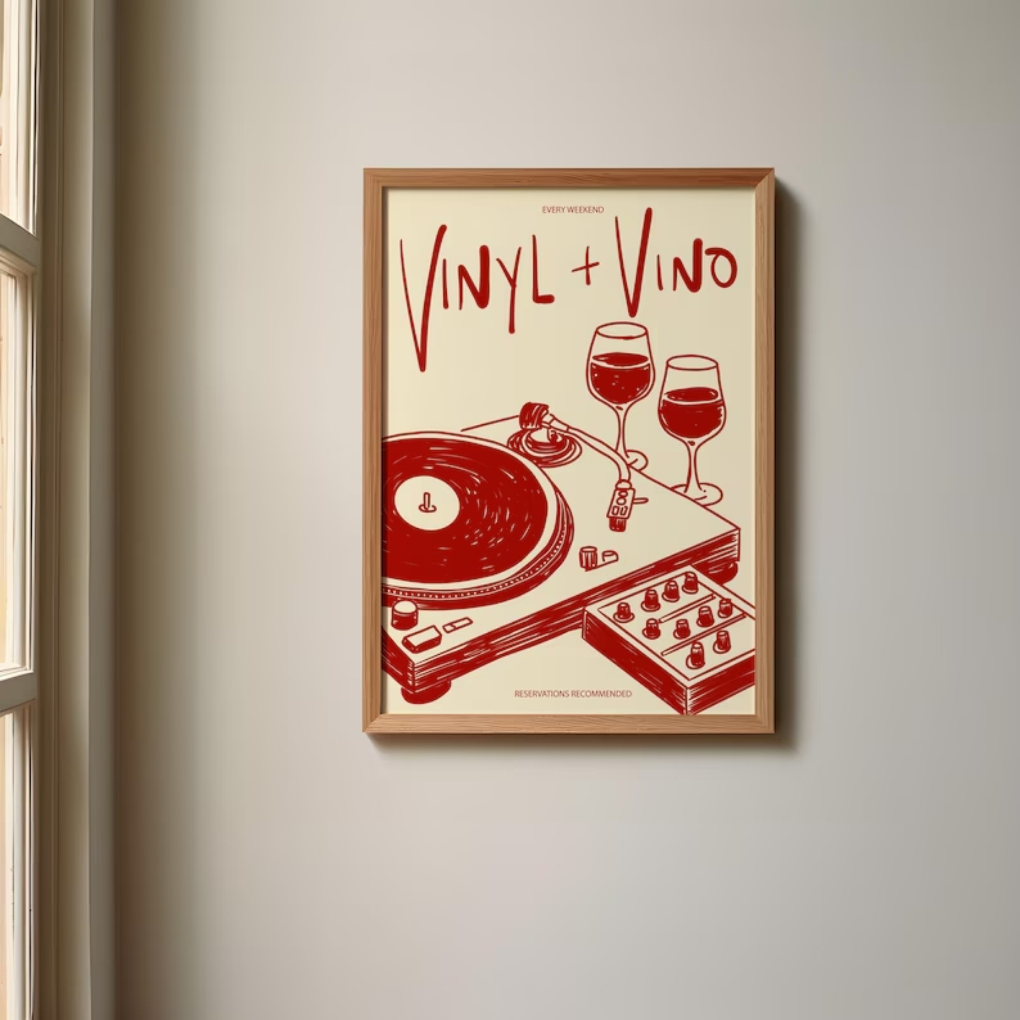 Vinyl & Vino Music Illustratio - Interior Design Room reseña y precio