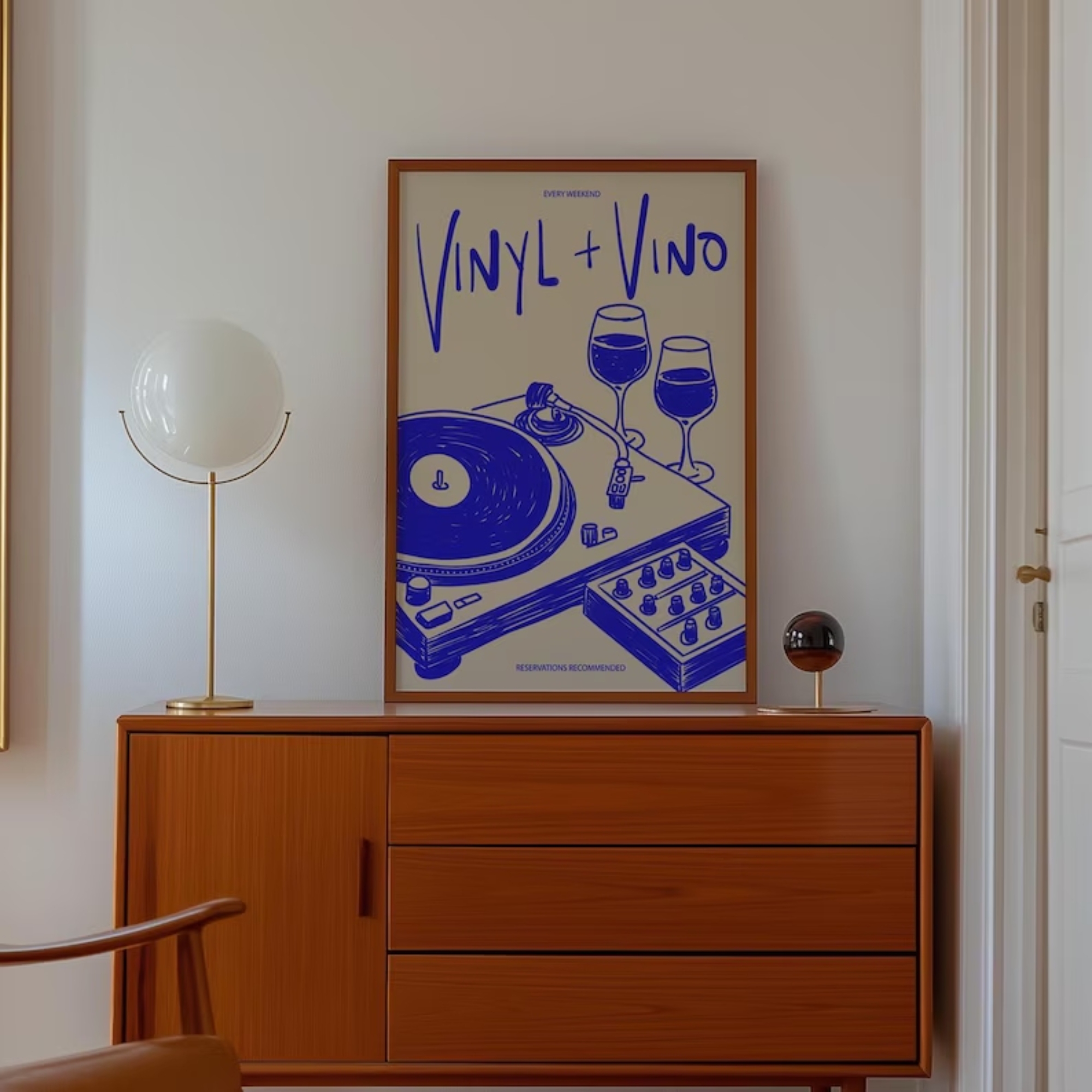 Vinyl & Vino Music Illustratio - Interior Design Room reseña y precio