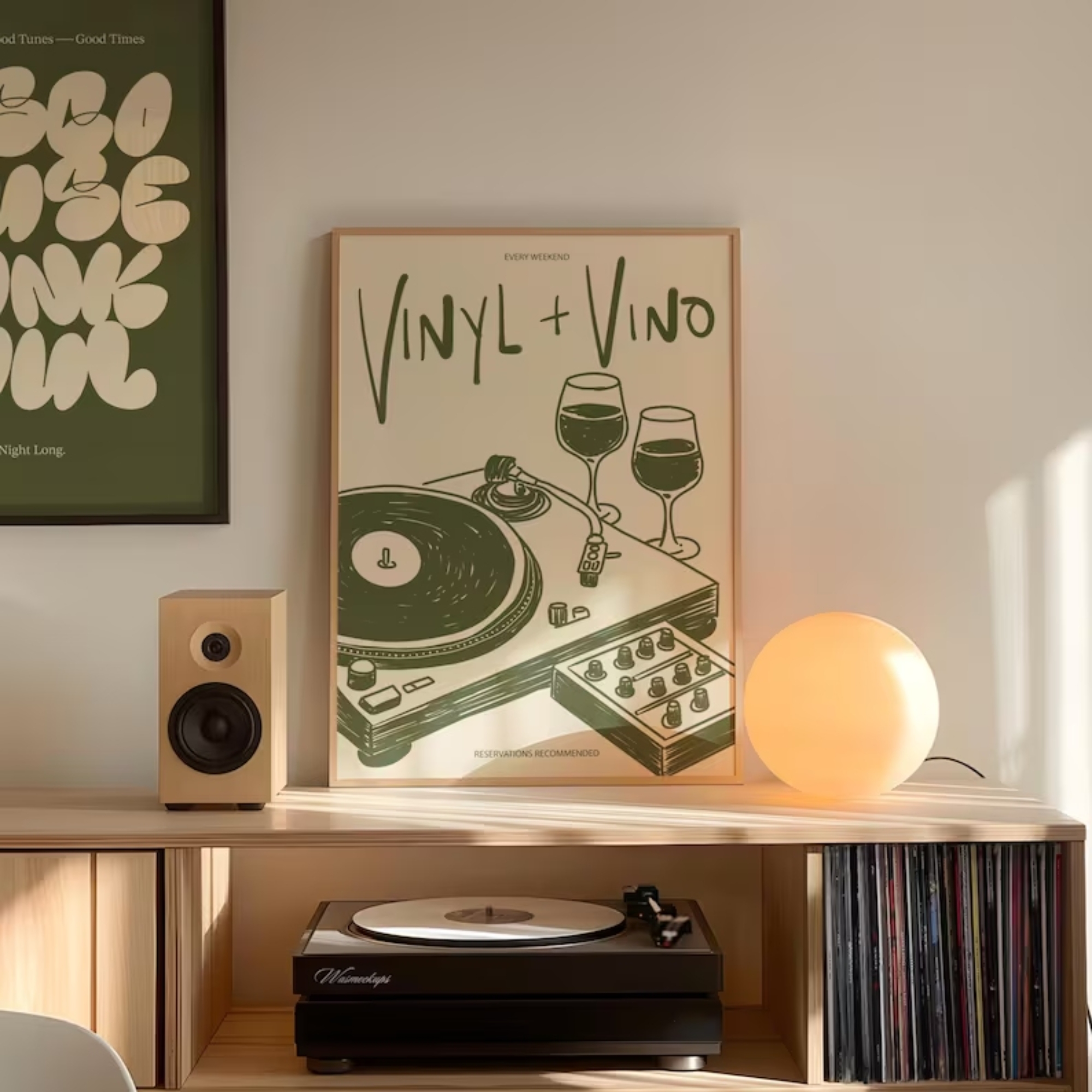 Vinyl & Vino Music Illustratio - Interior Design Room reseña y precio