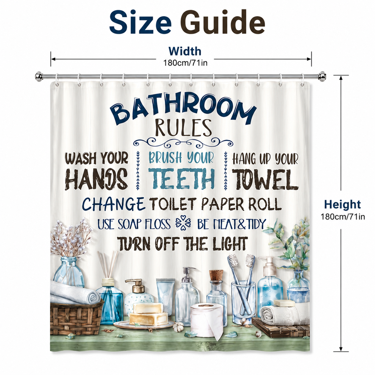 Bathroom Rules Shower Curtain  - Interior Design Rules reseña y precio